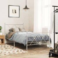 Berkfield Home Metal Bed Frame without Mattress with Footboard White 90x200cm | Size: 90x200 cm