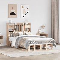 Berkfield Home Bookcase Bed without Mattress 135x190 cm Double Solid Wood Pine in Brown
