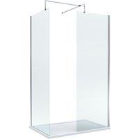 Balterley 8mm Glass Wetroom Screens Chrome Profile & Tray 1200 x 800mm in Silver