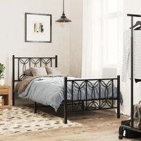Berkfield Home Metal Bed Frame without Mattress with Footboard Black 75x190cm | Size: 75x190 cm