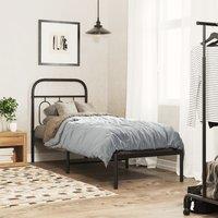 Berkfield Home Metal Bed Frame without Mattress with Headboard Black 75x190cm | Size: 75x190 cm