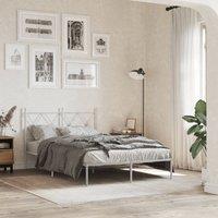 Berkfield Home Metal Bed Frame without Mattress with Headboard White 120x200cm | Size: Small Double