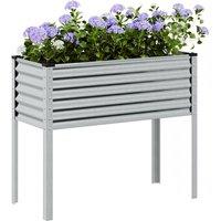 Berkfield Home Garden Planter 100x41x90 cm Galvanised Steel in Silver | Size: 100 x 41 x 90 cm