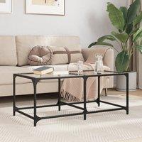Berkfield Home Coffee Table with Transparent Glass Top 98.5x50x40 cm Steel in Brown