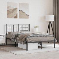 Berkfield Home Metal Bed Frame without Mattress with Headboard Black 120x190cm | Size: 120x190 cm