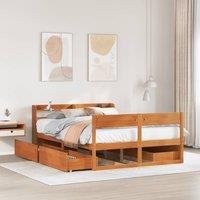 Berkfield Home Bed Frame without Mattress Wax Brown 140x190 cm Solid Wood Pine