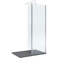 Balterley 8mm Glass Wetroom Screen & Return Chrome & Grey Tray 1200 x 700mm in Silver