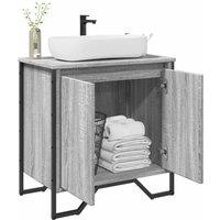 Berkfield Home Bathroom Sink Cabinet Grey Sonoma 60x35x60 cm Engineered Wood | Size: 60 x 35 x 60 cm