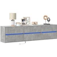 TV Wall Cabinet with LED Concrete Grey 180x31x45 cm