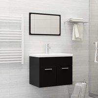 Berkfield Home Bathroom Furniture Set Black Engineered Wood
