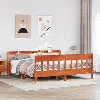 Berkfield Home Bed Frame without Mattress Wax Brown 180x200 cm Super King Solid Wood Pine