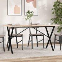 Berkfield Home Dining Table X-Frame 140x80x75 cm Solid Wood Pine & Steel in Brown | Size: 140 x 80 x 75 cm