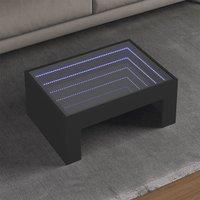 Berkfield Home Coffee Table with Infinity LED Black 70x50x30 cm | Size: 70 x 50 x 30 cm