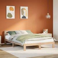 Berkfield Home Bed Frame without Mattress 135x190 cm Double Solid Wood Pine in Brown