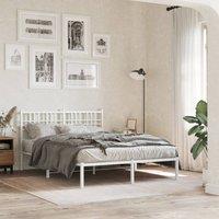 Berkfield Home Metal Bed Frame without Mattress with Headboard White 120x200cm | Size: Small Double