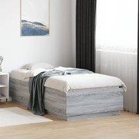 Berkfield Home Bed Frame with LED without Mattress Grey Sonoma 90x190 cm Single