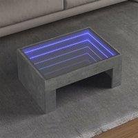 Berkfield Home Coffee Table with Infinity LED Concrete Grey 70x50x30 cm | Size: 70 x 50 x 30 cm