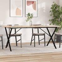 Berkfield Home Dining Table X-Frame 180x90x75 cm Solid Wood Pine & Steel in Brown | Size: 180 x 90 x 75 cm