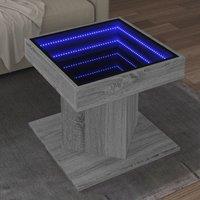 Berkfield Home Coffee Table with LED Grey Sonoma 50x50x45 cm Engineered Wood | Size: 50 x 50 x 45 cm
