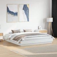 Bed Frame with LED without Mattress White 180x200 cm Super King