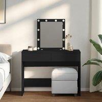 Berkfield Home Dressing Table with LED Black 100x40x130 cm | Size: 100 x 40 x 130 cm