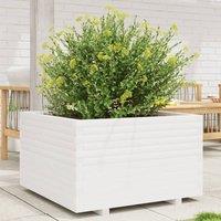Berkfield Home Garden Planter White 80x80x49.5 cm Solid Wood Pine