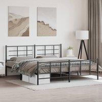 Berkfield Home Metal Bed Frame without Mattress with Footboard Black 193x203cm | Size: 193x203 cm