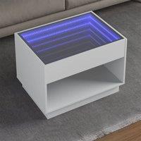 Berkfield Home Coffee Table with Infinity LED White 70x50x50 cm | Size: 70 x 50 x 50 cm