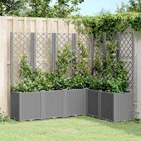 Berkfield Home Garden Planter with Trellis Light Grey 160x120x140 cm PP | Size: 160 x 120 x 140 cm