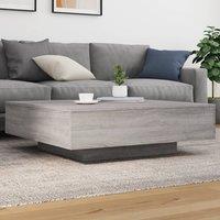 Berkfield Home Coffee Table with LED Lights Grey Sonoma 100x100x31 cm | Size: 100 x 100 x 31 cm