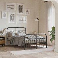 Berkfield Home Metal Bed Frame without Mattress with Footboard Black 120x200cm | Size: Small Double