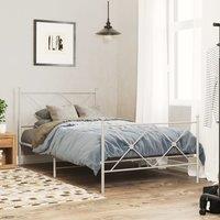 Metal Bed Frame without Mattress with Footboard White 107x203cm