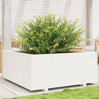 Garden Planter White 110x110x49.5 cm Solid Wood Pine