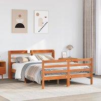 Berkfield Home Bed Frame without Mattress Wax Brown 135x190 cm Double Solid Wood Pine