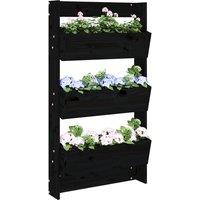 Berkfield Home Wall Planter 3-Tier 60x18.5x110 cm Black Solid Wood Pine