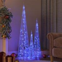 Berkfield Home Acrylic Decorative LED Light Cone Set Blue 60/90/120cm