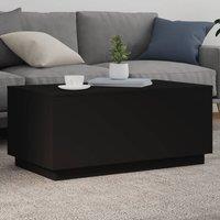 Berkfield Home Coffee Table with LED Lights Black 90x50x40 cm | Size: 90 x 50 x 40 cm
