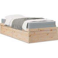 Berkfield Home Bed with Mattress 90x200 cm Solid Wood Pine in Brown