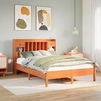 Bookcase Bed without Mattress Wax Brown 150x200 cm King Size Solid Wood Pine
