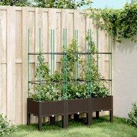 Berkfield Home Garden Planter with Trellis Brown 120x40x142.5 cm PP
