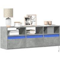 Berkfield Home TV Wall Cabinet with LED Lights Concrete Grey 130x31x45 cm | Size: 130 x 31 x 45 cm