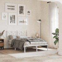 Berkfield Home Metal Bed Frame without Mattress with Headboard White 120x190cm | Size: 120x190 cm