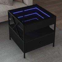 Berkfield Home Coffee Table with Infinity LED Black 50x50x51 cm | Size: 50 x 50 x 51 cm