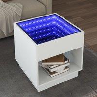 Berkfield Home Coffee Table with Infinity LED White 50x50x50 cm | Size: 50 x 50 x 50 cm
