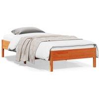 Bed Frame without Mattress Wax Brown 90x200 cm Solid Wood Pine