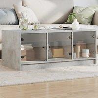 Berkfield Home Coffee Table with Glass Doors Concrete Grey 102x50x42 cm | Size: 102 x 50 x 42 cm