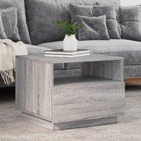 Berkfield Home Coffee Table with LED Lights Grey Sonoma 50x49x40 cm | Size: 50 x 49 x 40 cm