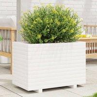 Berkfield Home Garden Planter White 70x40x49.5 cm Solid Wood Pine