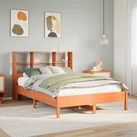 Bookcase Bed without Mattress Wax Brown 135x190 cm Double Solid Wood Pine