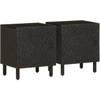 Berkfield Home Bedside Cabinets 2 pcs Black 40x33x46 cm Solid Wood Mango | Size: 40 x 33 x 46 cm